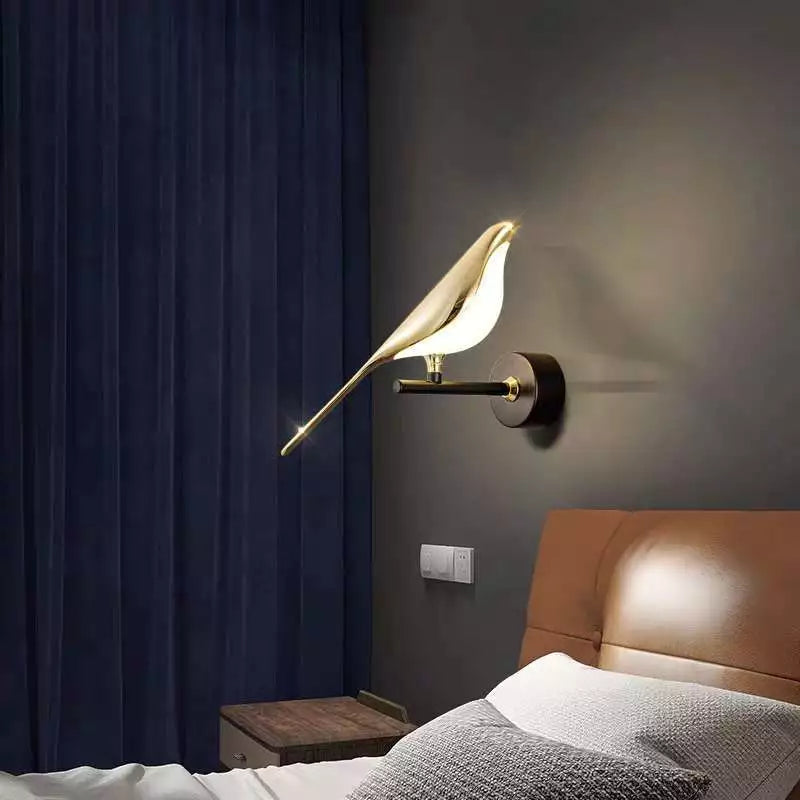 Arandela de Pássaro Design Nórdico Moderno Dourado